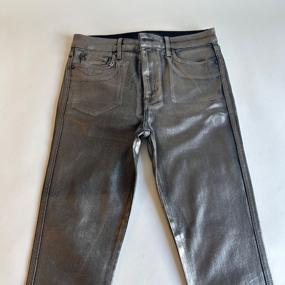 Joe’s Silver Metallic Flawless The Charlie High Rise Skinny Ankle Jeans size 26 - Picture 2 of 13